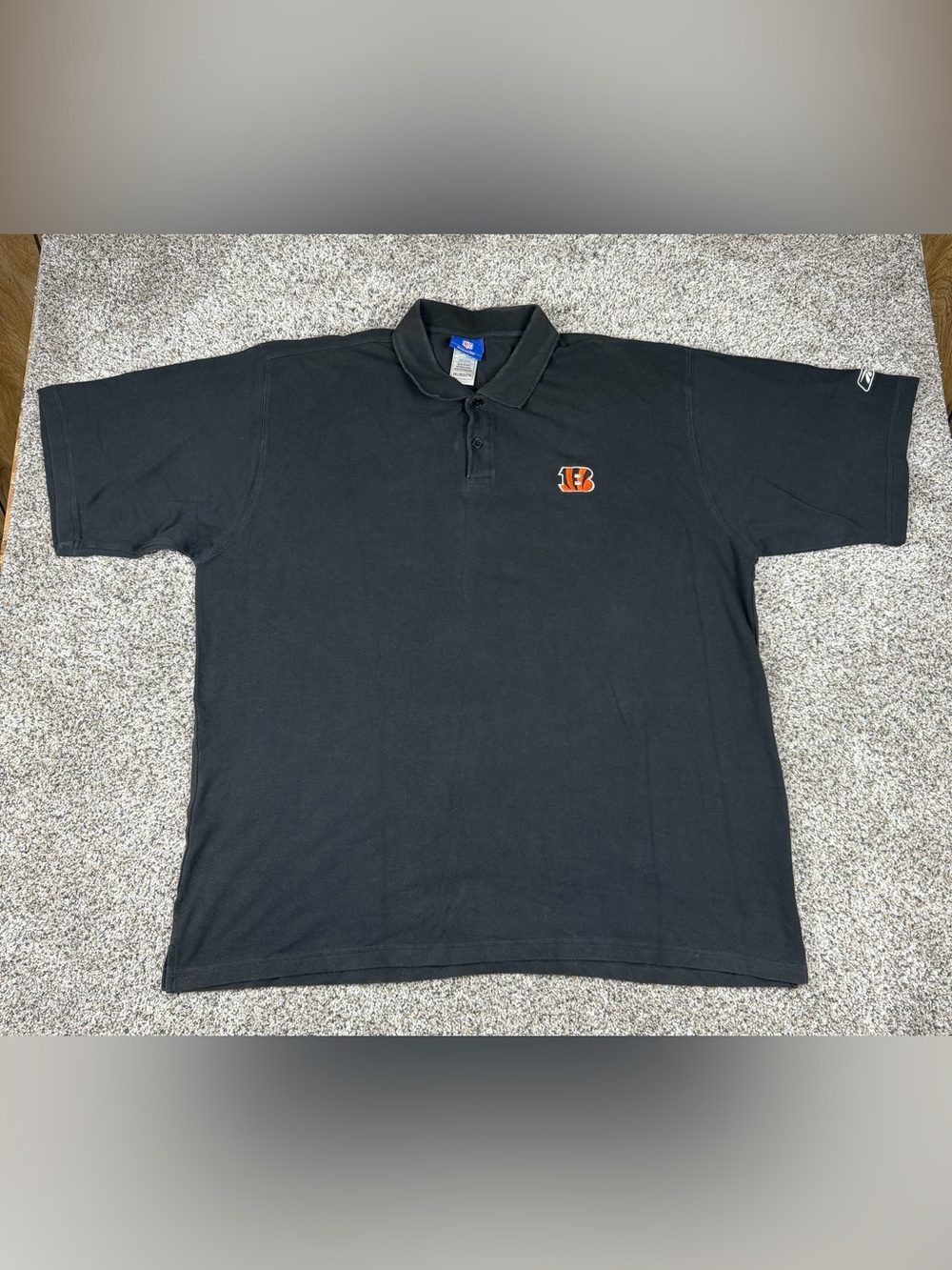 Sz 2XL Men’s Reebok NFL Cincinnati Bengals Short Sleeve Polo Shirt Black